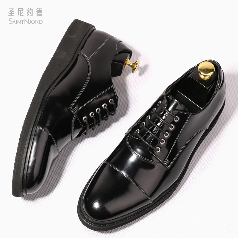 Туфли мужские из лакированной кожи на толстой подошве | Обувь