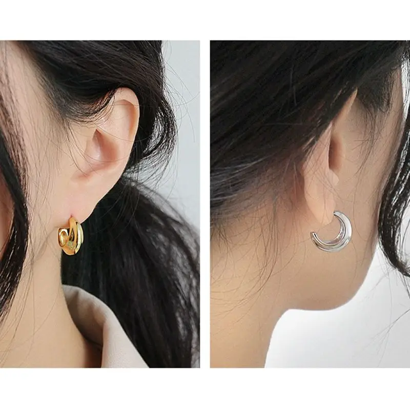 Женские серьги пусеты silvologic модные с изогнутой поверхностью из стерлингового