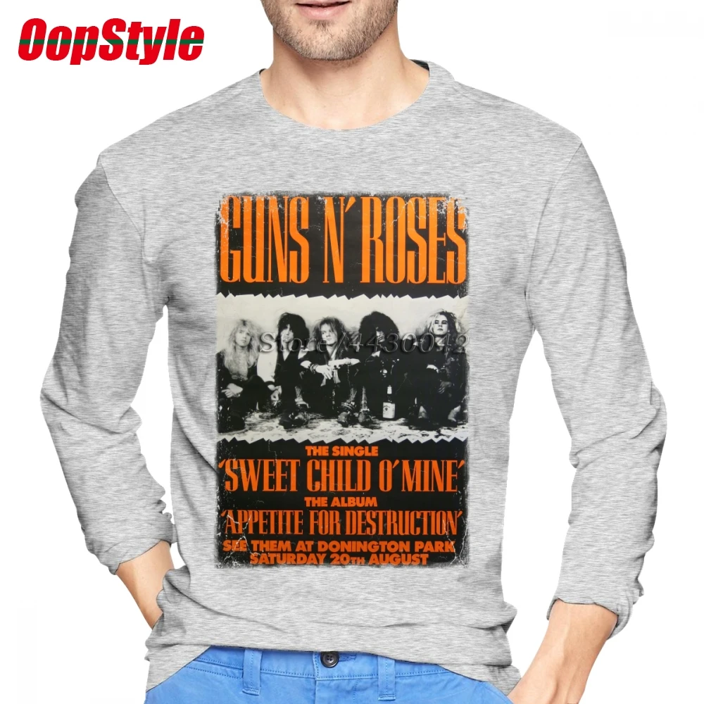 Винтажная Мужская хлопковая футболка с длинными рукавами Guns N Roses Прямая поставка