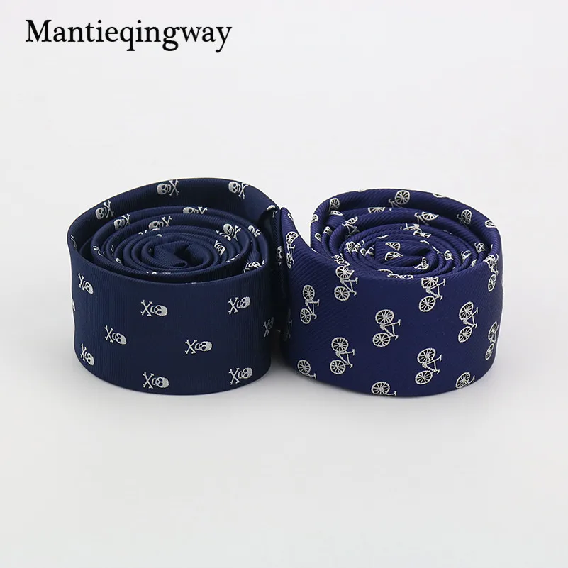 Mantieqingway модные череп галстук для Для мужчин 2017 Повседневное полиэстер узкий