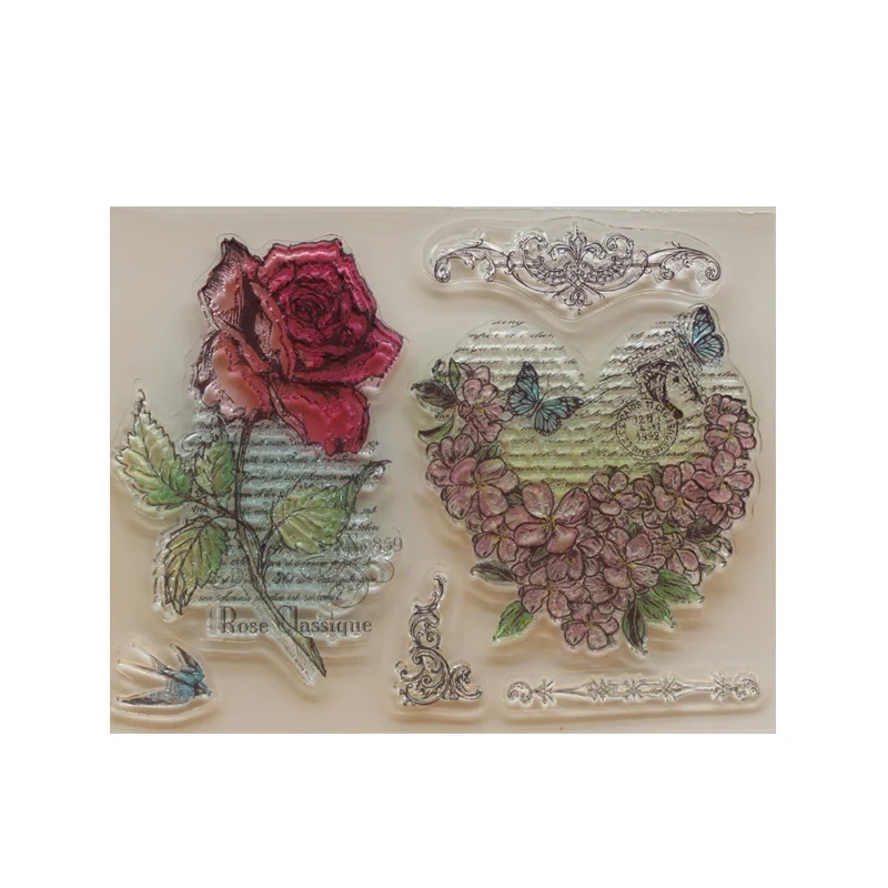 DIY Скрапбукинг альбомы птица классическая роза штамп/печать прозрачная