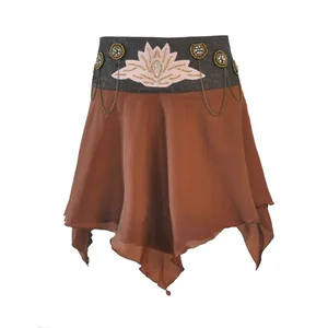 Женская Асимметричная юбка с бусинами и цепочками, в стиле стимпанк