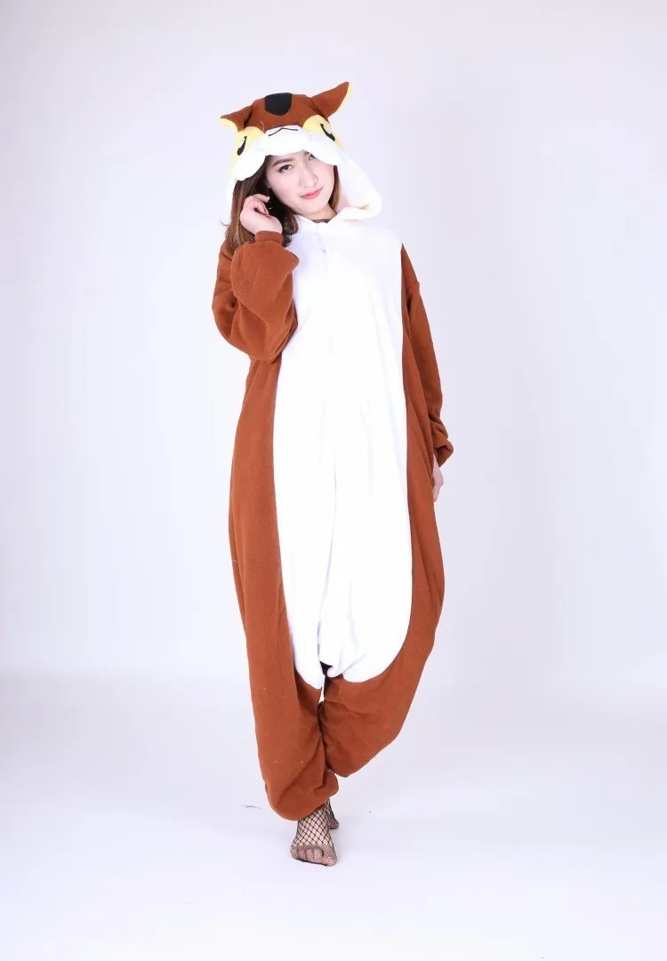 Brown Пижамы с рисунком белки, унисекс, для взрослых, пижамы с рисунком белки, Chipmunk, кигуруми, костюмы-комбинезоны, комбинезоны - Цвет: Brown