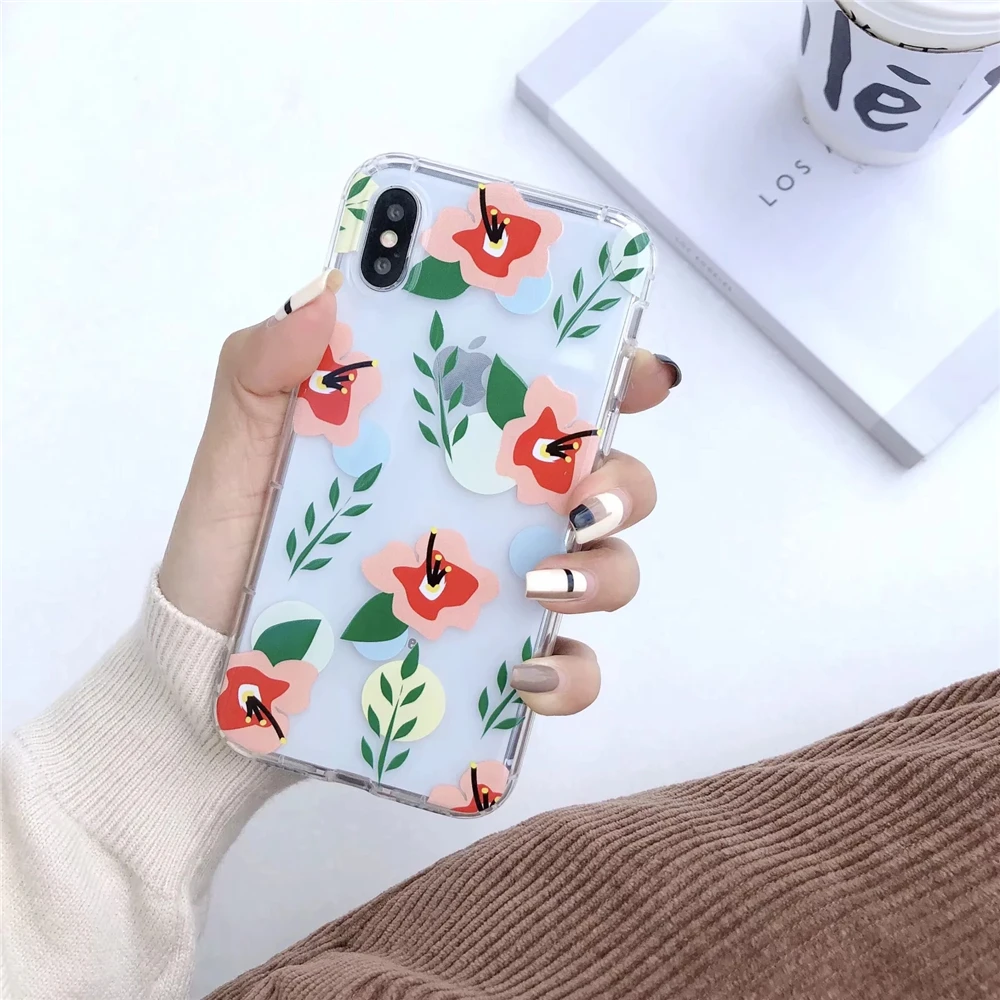 Прозрачный 3D Цветочный анти-осенний воздушный чехол для телефона iPhone 6 S 7 8 Plus XS Max