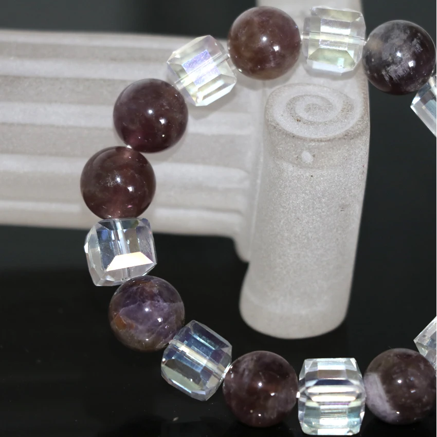 Талисманы натуральный пурпурный Халцедон камень 12 мм круглые бусины браслет для