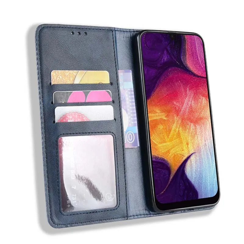 Винтажный чехол для samsung Galaxy A20e A 10 20 30 40 50 60 70 S сетчатый узор из искусственной кожи+ Мягкий ТПУ чехол-подставка с отделением для карт