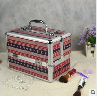 2014 stylish flag pattern design aluminum cosmetic case easy-carrying makeup box on sale | Багаж и сумки