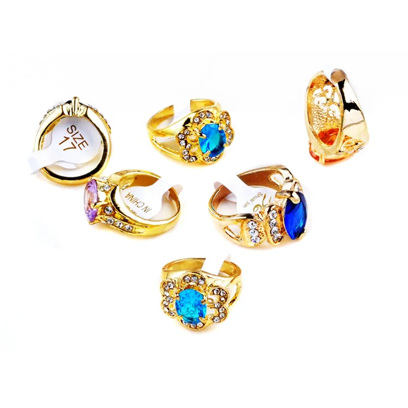 

PINKSEE 5Pcs Mixed Luxury Crystal Rhinestone Gold Color Rings For Women Wedding Jewelry Finger Ring Gifts Wholesale