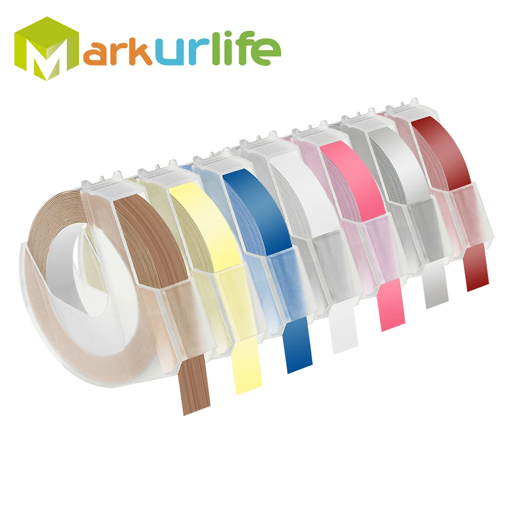 7 упаковок 9 мм * 3 м совместимы с Dymo 3D пластик A520101 A520107 A520111 Рельефные ленты разных