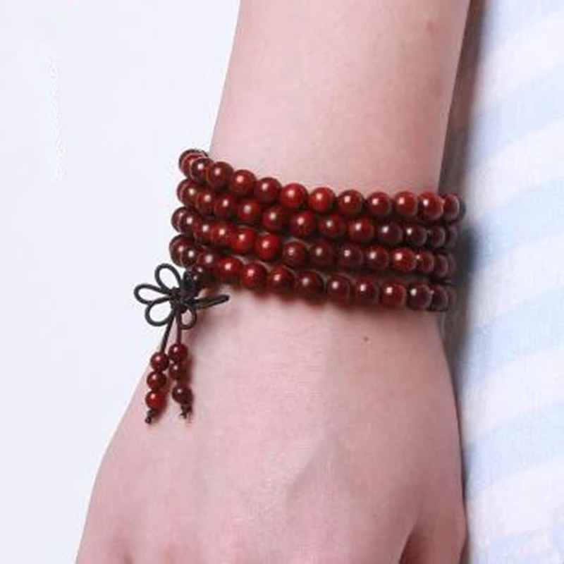 Free shipping lobular red sandalwood bracelets high oil density pug lovers beads rosary bracelet 108 gift wood | Украшения и
