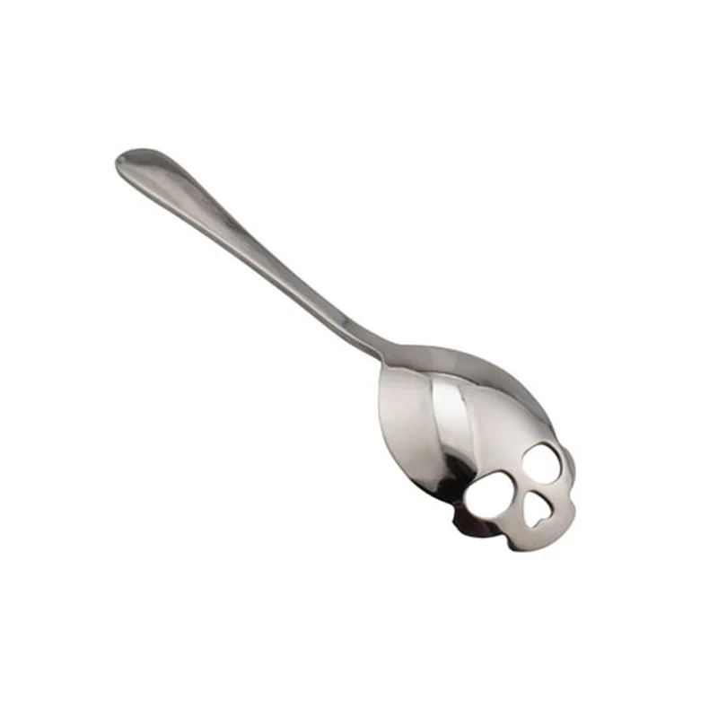 Высокое качество 4 Цвета череп в форме Нержавеющая сталь Teaspoon личности популярные Ложки Посуда - Цвет: Silvery
