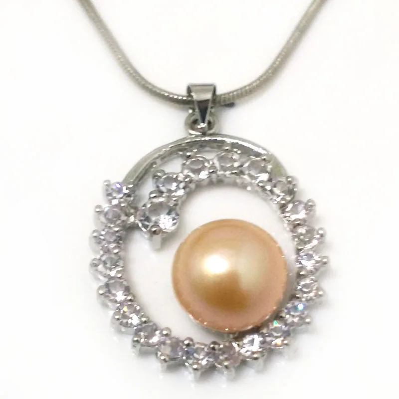 18 inches 20mmx30mmm Zirconia Circle Style 11-12mm Natural White Button Freshwater Pearl 925 Sterling Silver Charm Necklace | Украшения и