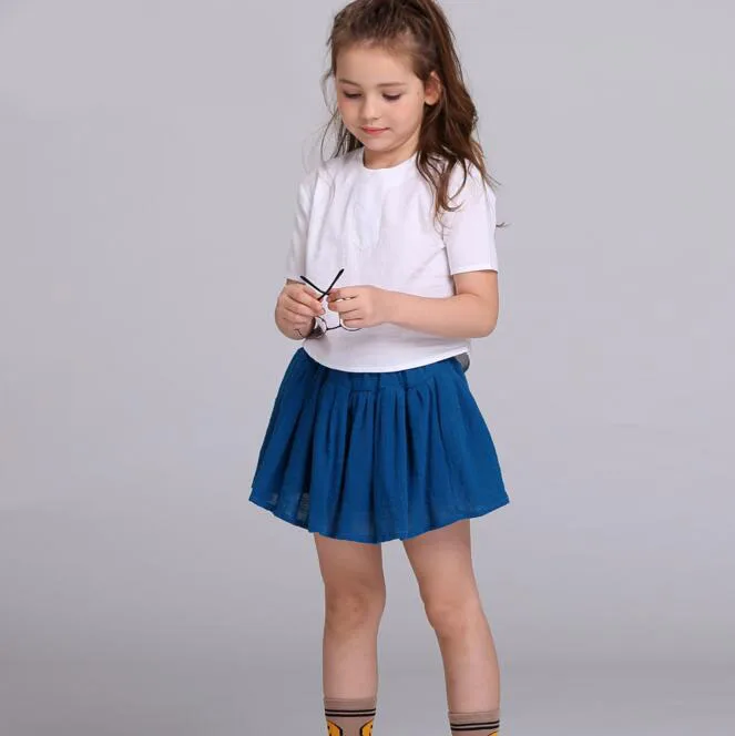 Новинка 2020 детская одежда короткая юбка из хлопка и льна для девочек спортивная