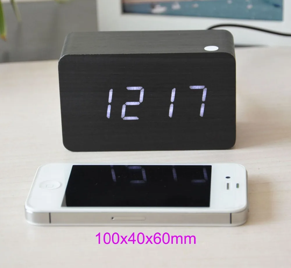 Hot voice-activated clock blue luminous alarm clocks touch sensor silent digital Relogio Despertador wood LED | Дом и сад