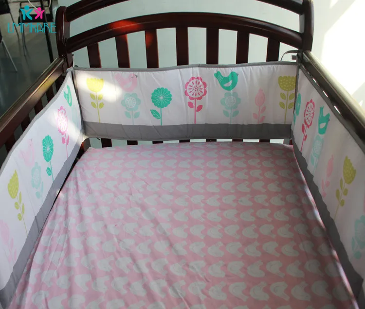 Bed Bumpers Хлопок кровать для новорожденных бамперы зеленый стерео вышивка мультфильм трава Warbler детское одеяло простыня и пододеяльник детские постельные принадлежности наборы - Цвет: Bed Bumpers