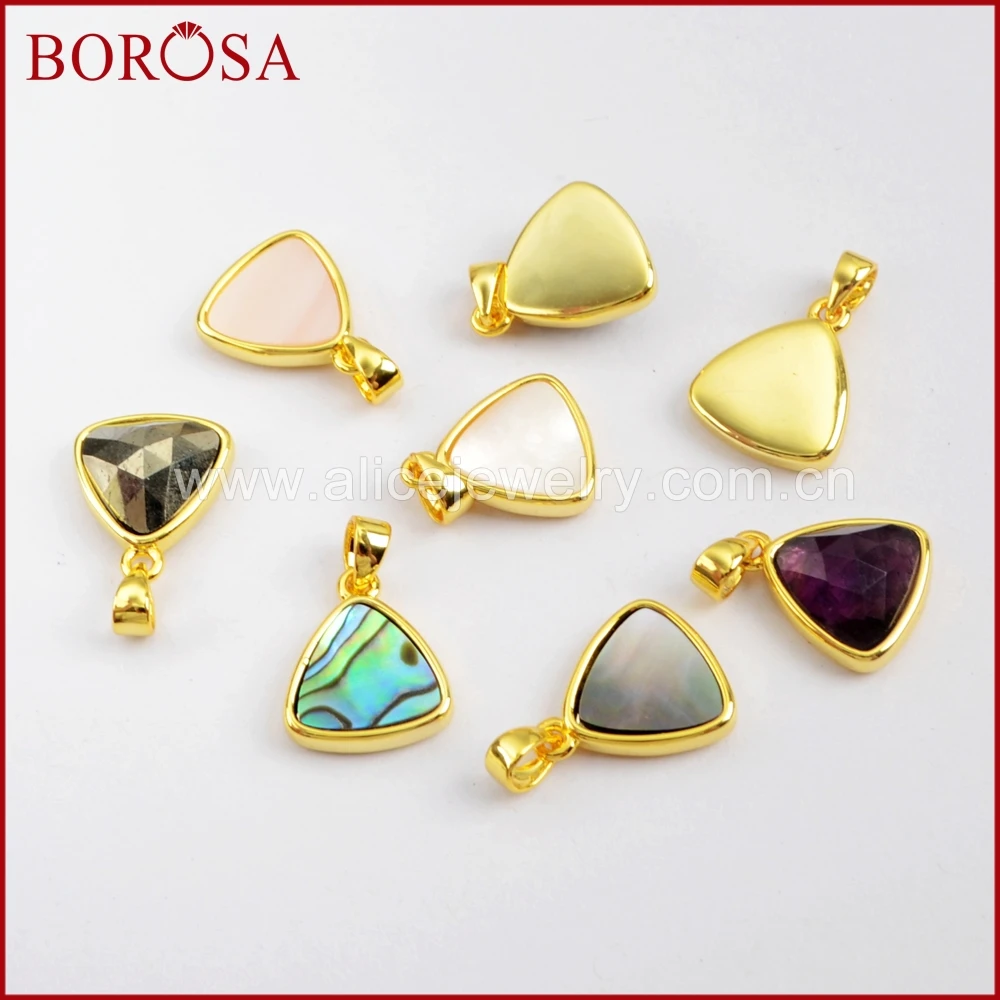 BOROSA шт. 10 треугольник многоцветные граненые камни кулон покрытие цвет
