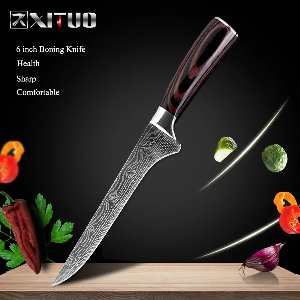 6 in boning knife XITUO нож шеф-повара кухонный японский нож cuchillos de cocina кухонные инструменты Мясник сашими нож garmny santoku инструмент для нарезки - Цвет: 6 in boning knife