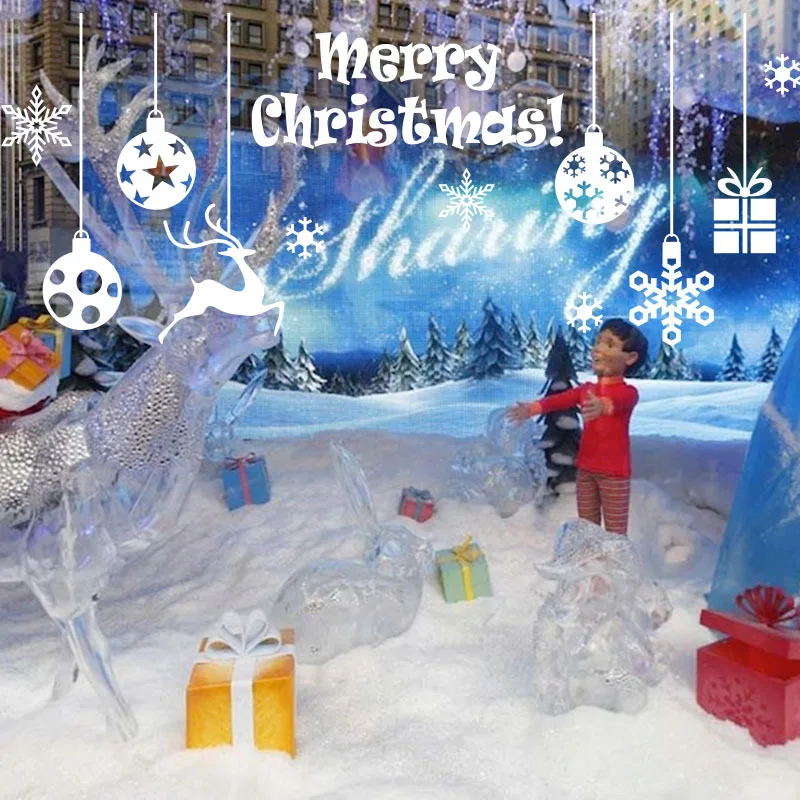 

DIY Cute Merry Christmas elk Glass Decorative Art Wall Sticker Festive atmosphere Stickers PVC Wallpaper JG2042