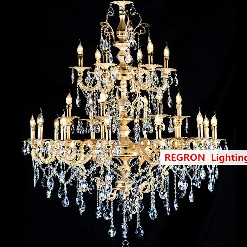 Hotel huge 24 Pcs Gold Chandelier Led candelabro church Chandeliers Long aluminum Hanging Lamp For Villa Banquet led lamparas | Лампы и