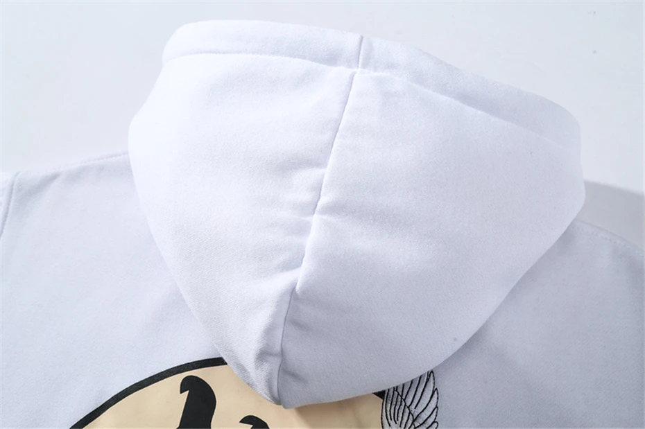 Embroidery Cranes Pullover Text Printing Hoodies Men Winter Hip Hop Male Casual Hooded Sweatshirts Streetwear Japanese