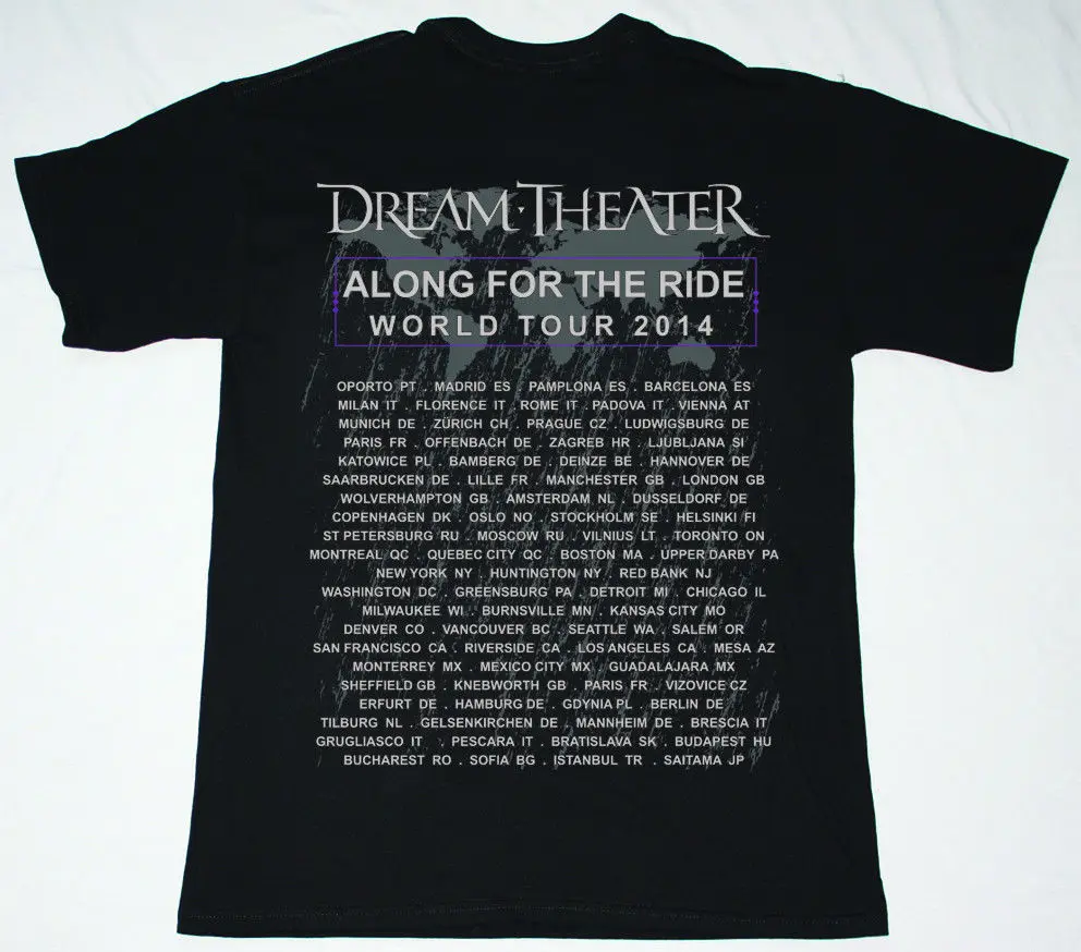 Dream Theater Eclipse мира 2014 вместе для езды Tour New Black футболка | Мужская одежда