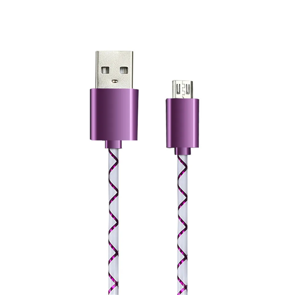 Фиолетовый 2Pcs Universal Micro USB Cable Charging Cord Compatible Android Cell Phone Cables For Samsung For Huawei Honor For Xiaomi - Цвет: Фиолетовый
