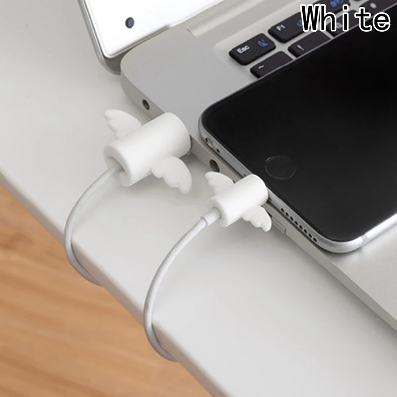 WT 1 пара, милый мультяшный кабель, защитная крышка, usb зарядка, данные, наушники, шнур, намотка кабеля, защитный рукав для iPhone - Цвет: WT
