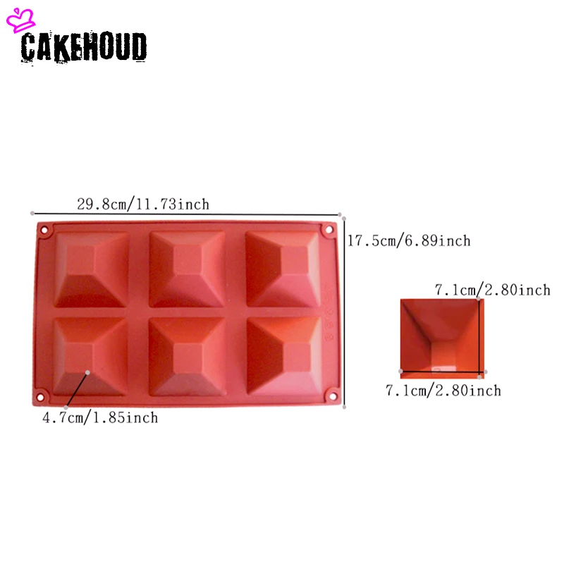 CAKEHOUD DIY силиконовые 6 полости пирамиды квадратной формы торта выпечки инструменты для кастрюль десерт декораторы оболочки мусс шоколад