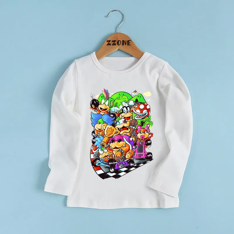 Kids Funny Casual Clothes Boys and Girls Super Mario Smashed Brothers Print T shirt Baby Cartoon Long Sleeve T-shirt LKP5220 | Детская
