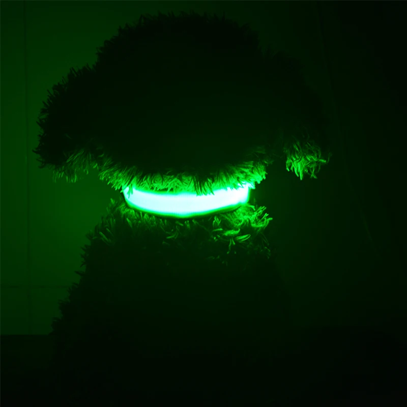2.5cm Width Nylon Striped Night Safety Dog Collar Double Led Light-up Flashing Pet Necklace | Дом и сад
