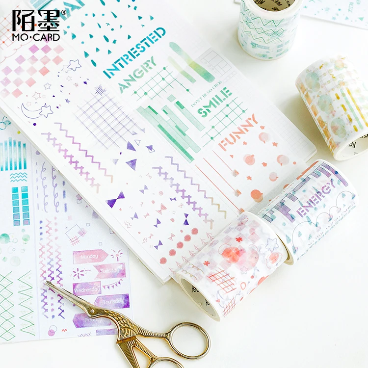 6PCS/LOT geometric Collage 6cm*5m decoration stickers decorative tape maksing washi | Washi Tape
