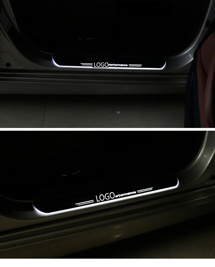 

Qirun acrylic led moving door scuff welcome light pathway lamp door sill plate linings for Toyota Prius