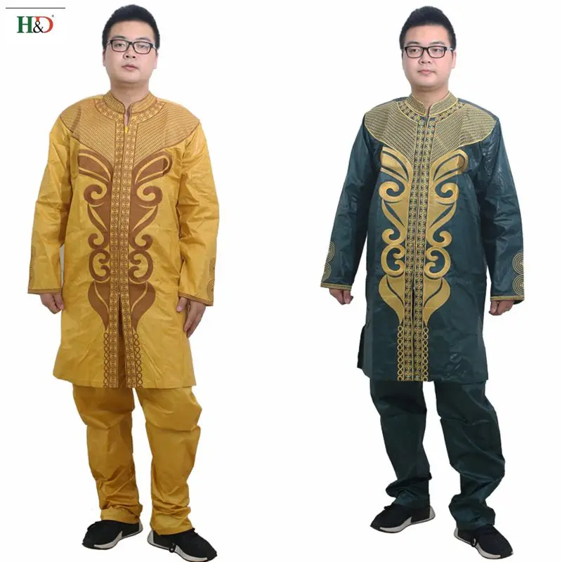 

H&D 2018 african men clothes dashiki bazin riche embroidery fashioncotton africa male Clothing tops pant suits Traditional