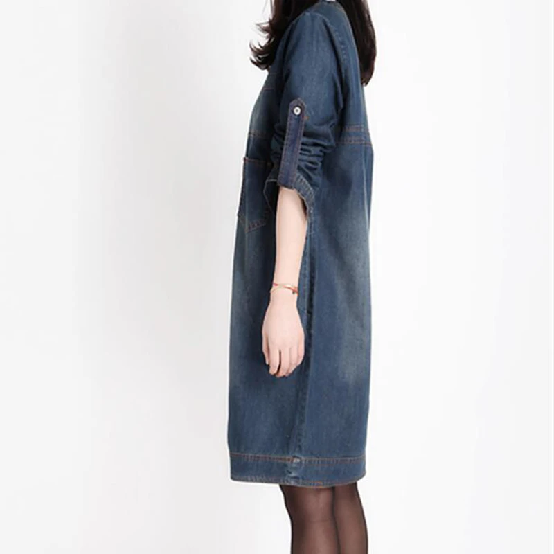 Женское винтажное джинсовое платье с длинным рукавом новое модное осеннее