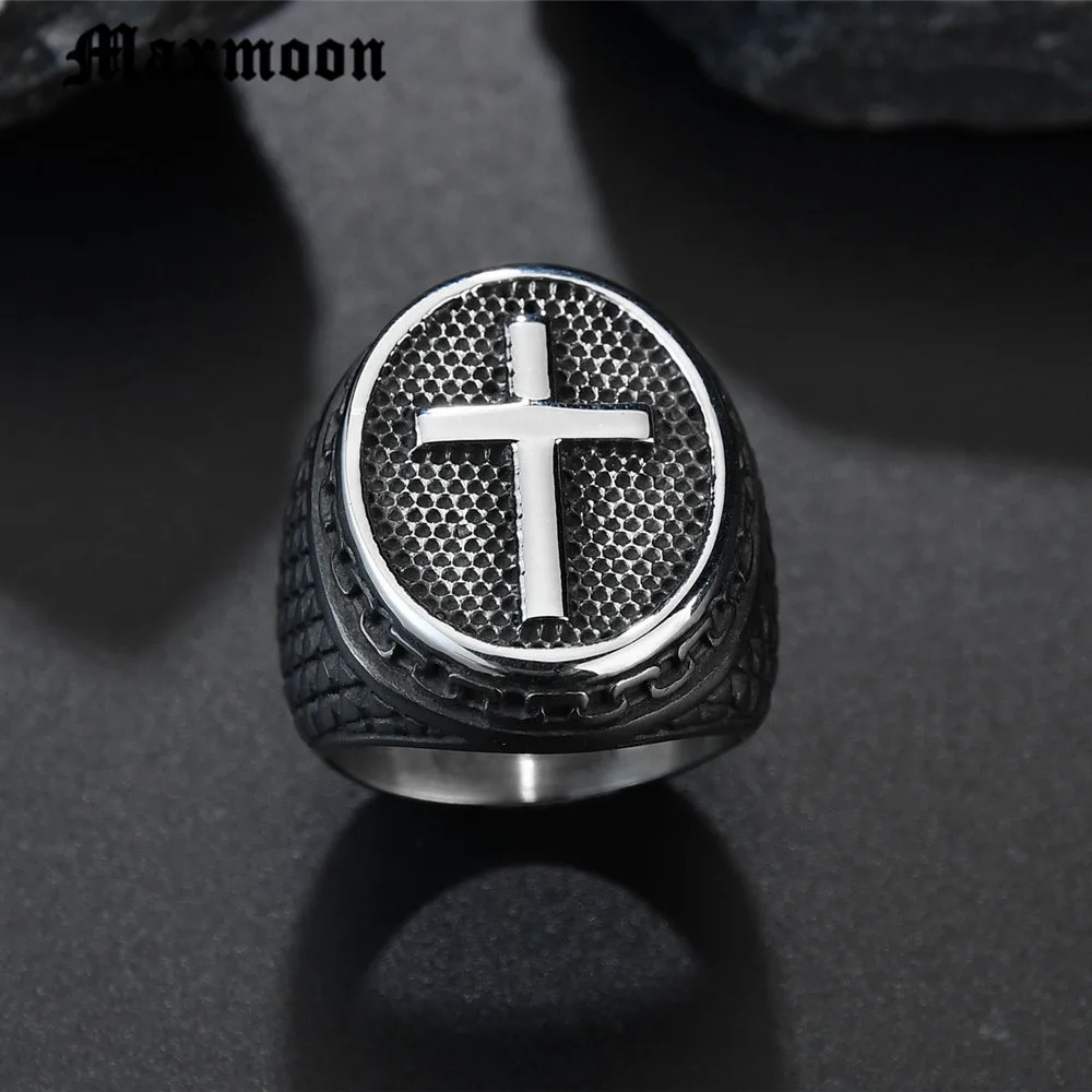 Maxmoon Knight Templar Crusaders логотип мужские кольца перстни крест титановая сталь