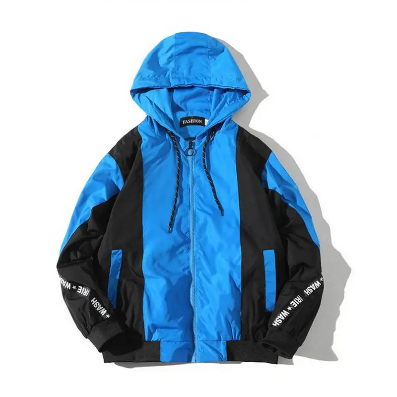 

Hooded Jackets Men Nice New Patchwork Color Block Pullover Jacket Fashion Tracksuit Casual Coat Men Hip Hop Streetwear
