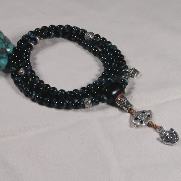 8 мм Синий тигровый глаз бусы Mala буддийские 108 молитвенные mala blessed настоящие