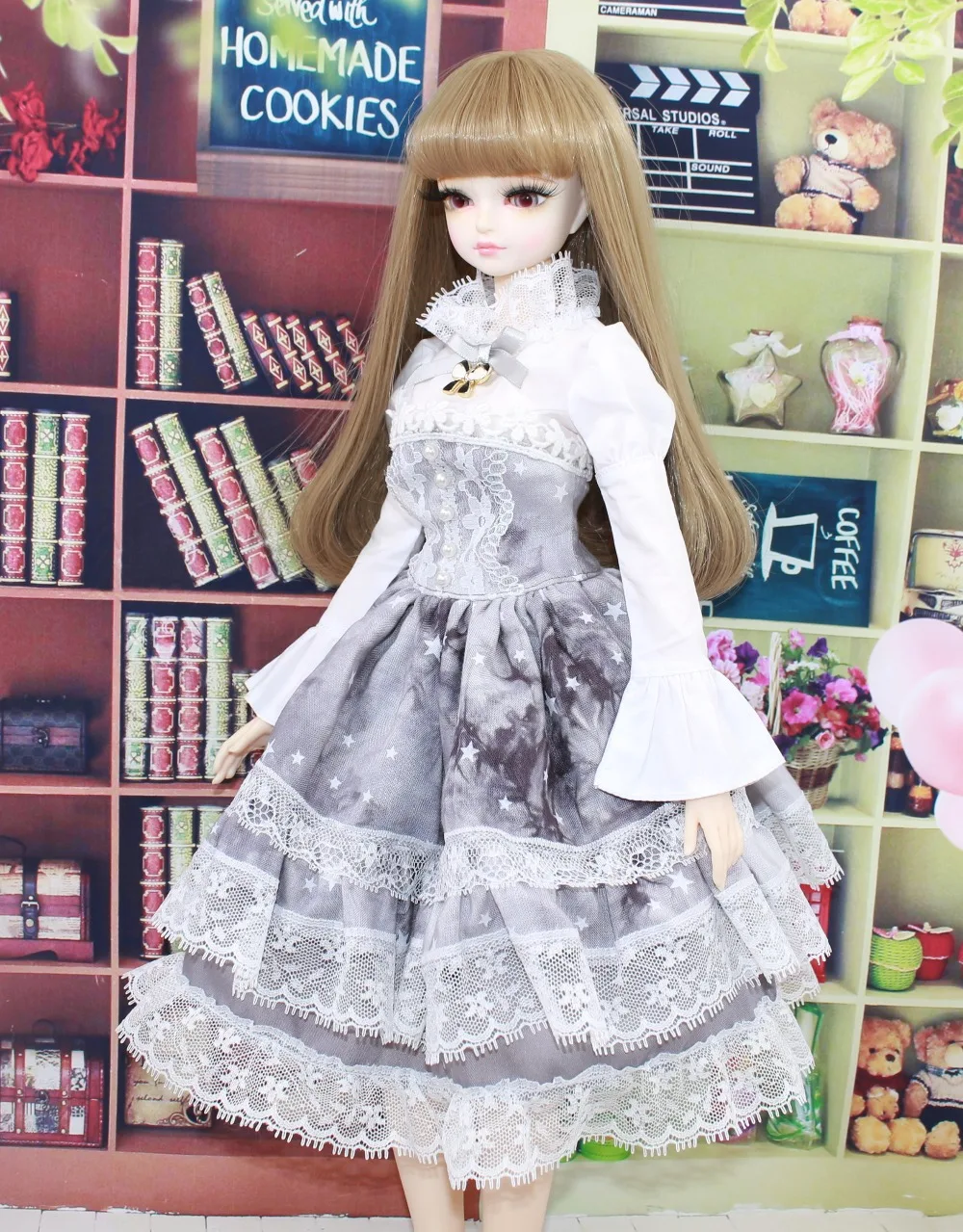 Мечта Феи только для 1/4 bjd 45 см Кукольное свадебное платье белая рубашка серая юбка Леди кружева принцесса костюм одежда