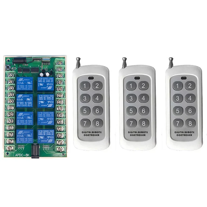 500m DC 12V 24V 8CH 8 CH Wireless светодиодный светильник с дистанционным управлением Switch