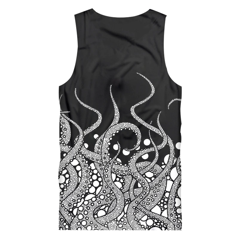 

OGKB Man Vest Hot Gyms 3D Sleeveless Shirt Printed Fishing Octopus Hip Hop Big Size Garment Unisex Summer Vest Wholesale