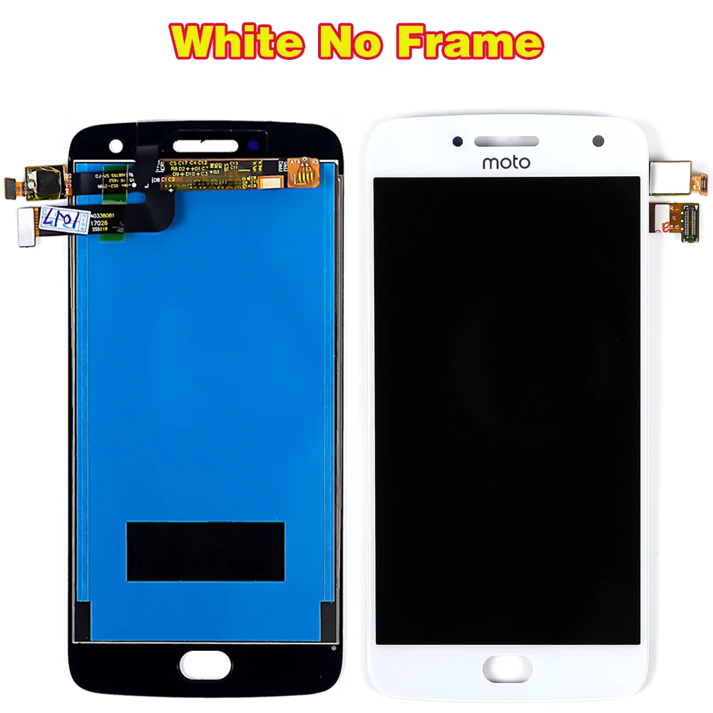 White without Frame Motorola Moto G5 Plus 5,2 дюймовый ЖК-дисплей XT1685 кодирующий преобразователь сенсорного экрана в сборе 1920*1080 с бесплатным закаленным стеклом и инструментами - Цвет: White without Frame