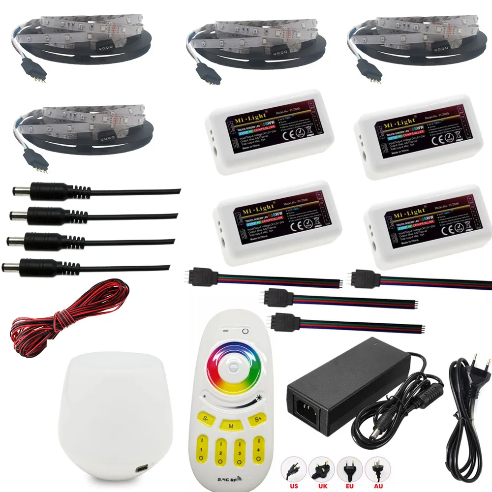 Водонепроницаемая светодиодная лента с Wi Fi 20 м RGBW RGB 5050 12 В + 4 контроллера зонный