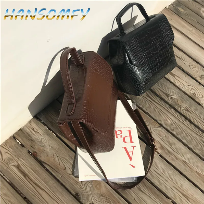 Женская сумка-тоут HANSOMFY однотонная мини-сумка из кожи аллигатора вечерняя сумка