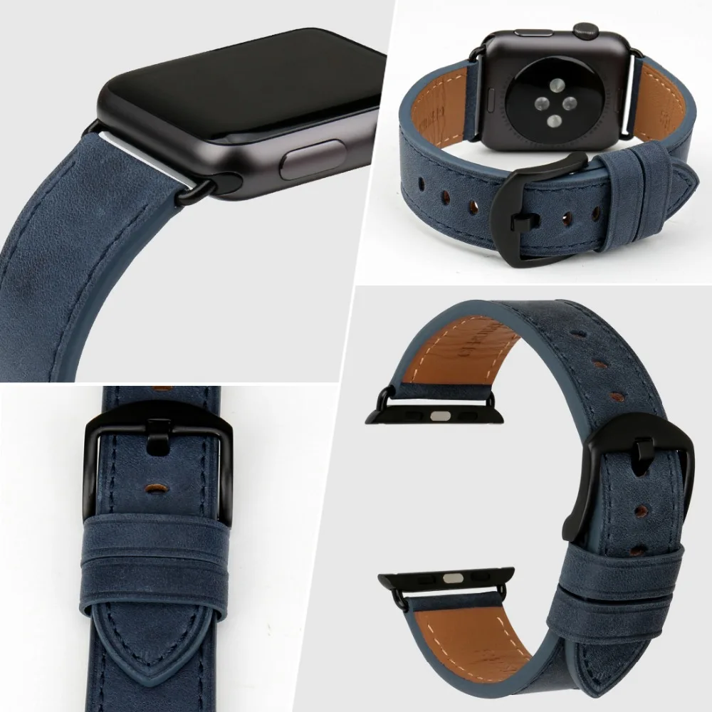 Watchband For Apple Watch Band 49mm 44mm 40mm 41mm 42mm 45mm 38mm Series 8 7 SE 6 5 4 3 2 iWatch Cow Leather Apple Watch Strap