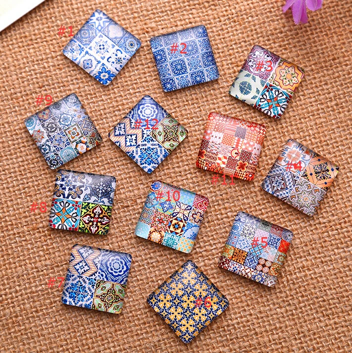 10mm/15mm/20mm/25mm Fashion Popular Bangtan Decorative Pattern Square Handmade Photo Glass Cabochons Jewelry Findings Components