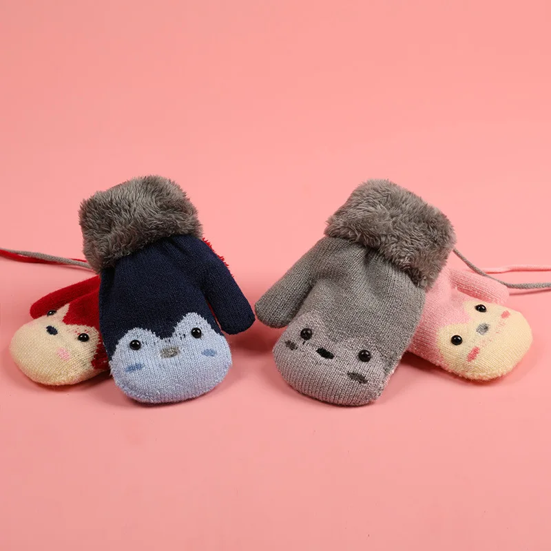 От 3 до 7 лет зимние вязаные перчатки для маленьких мальчиков и девочек теплые