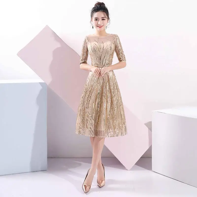 Золотые блестки Cheongsam Мода Тонкий знаменитости блестящие облегающее платье Полная длина сексуальные невесты блестящие вечерние платья макси 3XL - Цвет: Style N