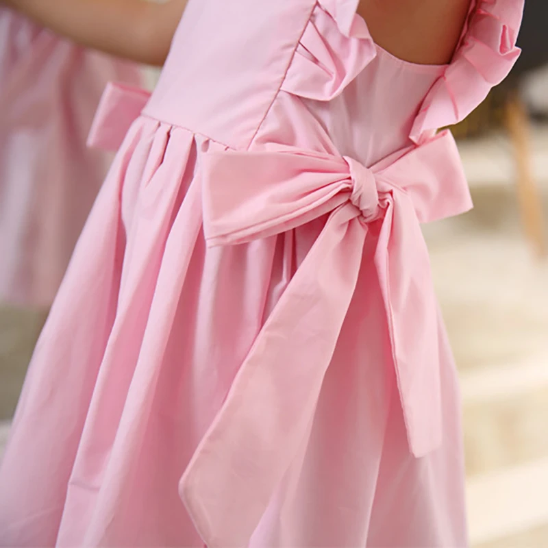 Toddler Girls Dress Cotton Fly Sleeve With Bow A-line Princess For Kids Summer Clothes | Детская одежда и обувь