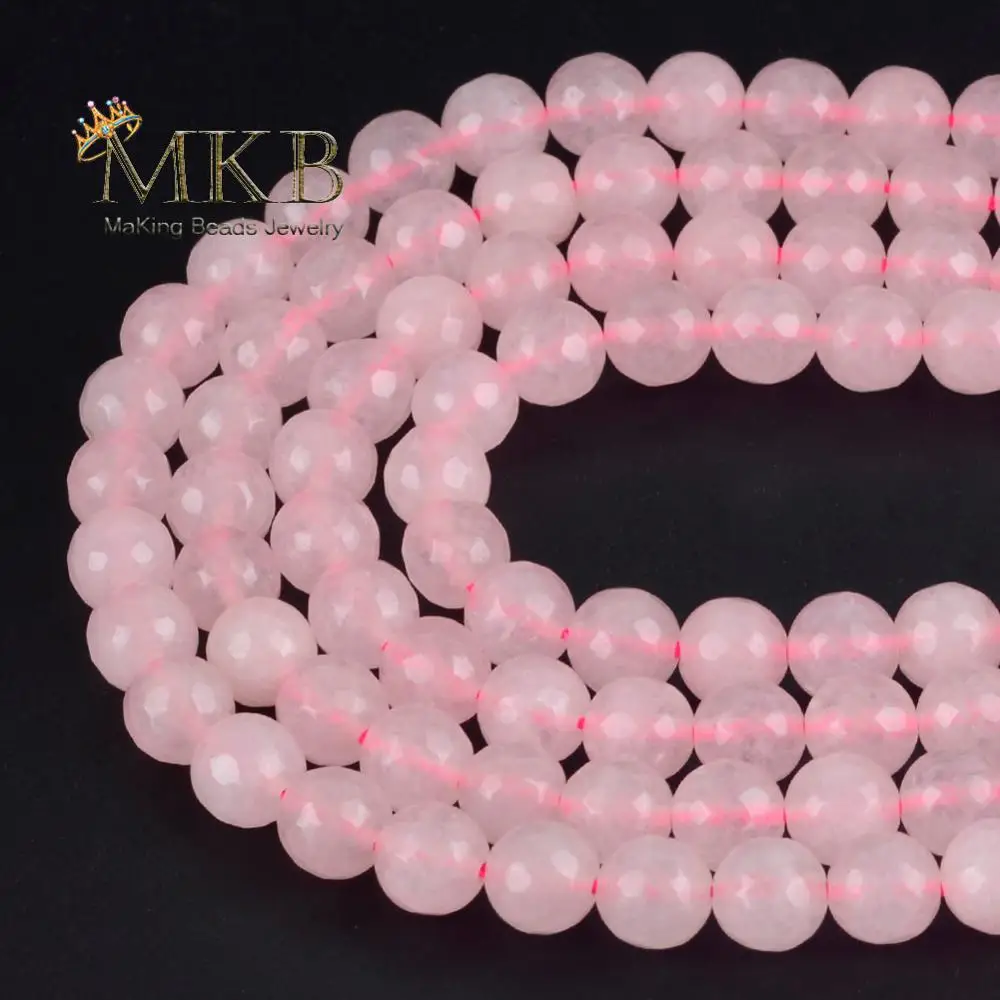 Бусины из натурального камня граненые розового кварца незакрепленные бусины