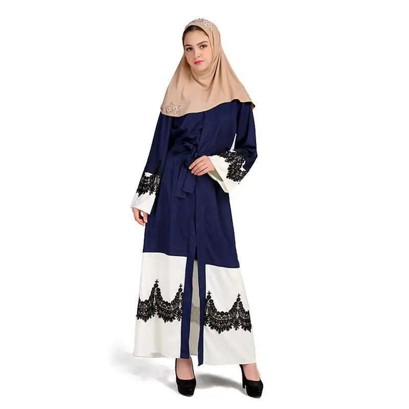 EAS-Women's New Elegant Abaya Turkish Caftan Dress Female Muslim Lace Stitching Arabia Ladies Temperament Gown | Тематическая